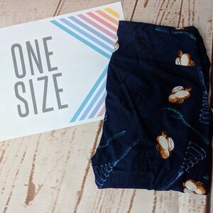 Navy Blue Patterned Bottoms with Eggs, Breakfast Leggings